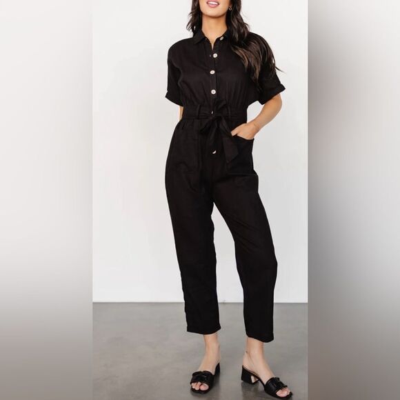 Baltic Born Pants - Baltic Born Dallas Button Up Jumpsuit  Black Large EUC